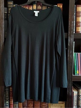 J. Jill Black Long-Sleeve Scoop Neck Tunic Sweater